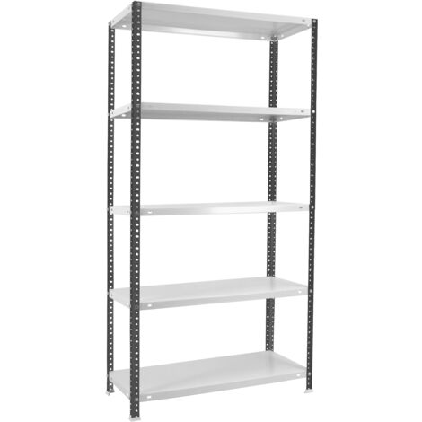 Estantería metálica con tornillos SIMON CLASSIC de 5 estantes (180x90x50cm) ANTRACITA Y BLANCO (1/5)