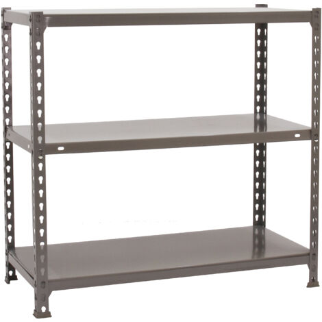 Estantería metálica sin tornillos SIMONCLICK de 3 estantes (90x80x40cm) GRIS (1/5)