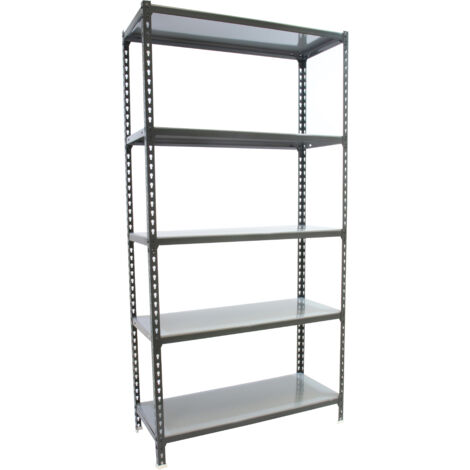 Estantería metálica sin tornillos SIMONCLICK de 5 estantes (180x90x30cm) ANTRACITA Y GALVANIZADO (1/5)
