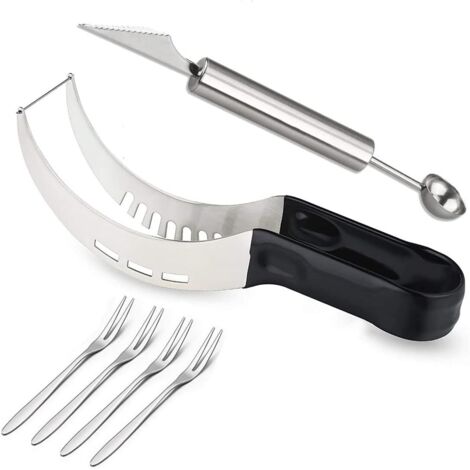 Kit para cortar sandía o melón. Incluye cuchillo de tallado, boleador y minitenedores (1/5)