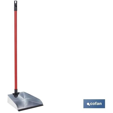 COFAN recogedor metálico galvanizado con goma y mango 83 x 24 cm