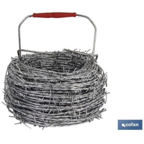 COFAN alambre de espino galvanizado 1,7mm x 50m , Alambre de Espino Galvanizado. 1,7 mm diámetro. 50 m longitud. 12 cm entre nudo.