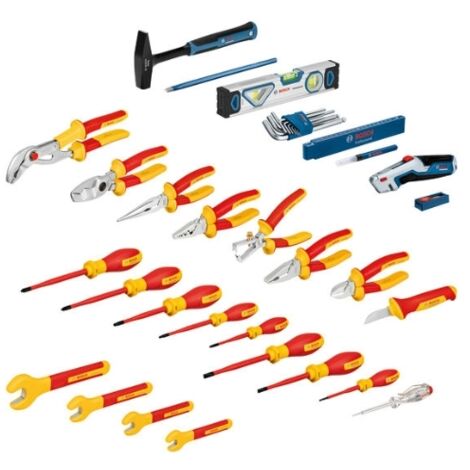 Bosch Professional juego mixto de herramientas manuales de 37 piezas (incl. 21 herramientas manuales VDE y 16 herramientas manuales adicionales, cómodas y ergonómicas, en L-BOXX)