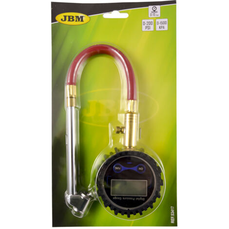 Comprobador de presión de neumáticos digital con tubo (0-15 bar)  JBM53417