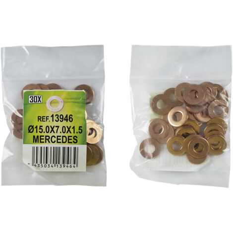 BOLSA DE 30 ARANDELAS DE COBRE PARA INYECTORES - Ø15.0x7.0x1.5 - MERCEDES (REF. 53464)  JBM13946
