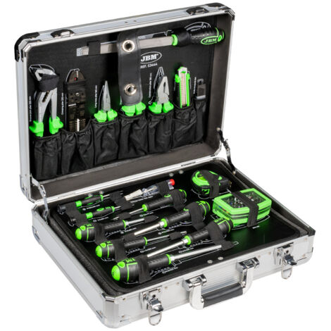 Caja de herramientes de aluminio con 108 piezas y vasos de ½"  JBM53444