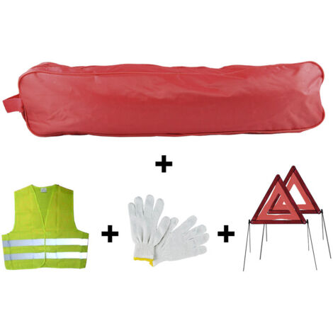 KIT EMERGENCIA BOLSA ROJA RIBETE+2TRIANGULOS+CHALECO+GUANTES  JBM53184
