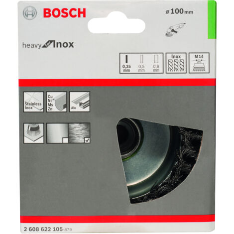 Cepillo (tipo vaso) inoxidable 100 mm 035 mm M14 BOSCH 2608622105 (1/2)