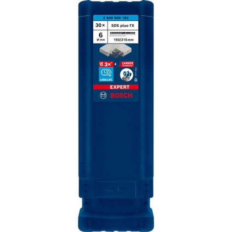 Broca para martillo Expert SDS plus-7X de 6 x 150 x 215 mm 30uds. BOSCH 2608900182