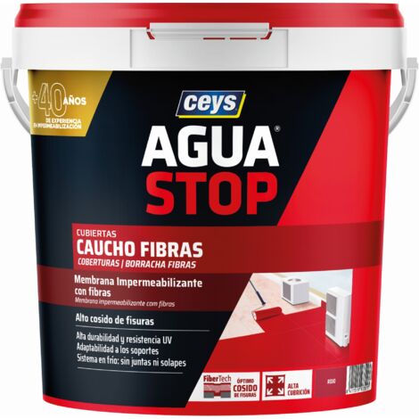Sellador impermeable Aguastop Caucho con Fibras, Rojo, 5 kg  Ceys 903301