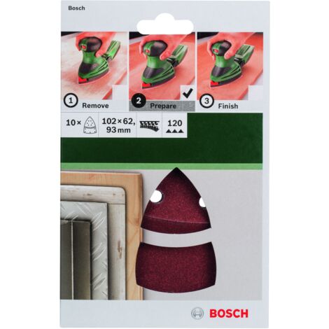 Hojas de lija 10 piezas para lijadora múltiple Gr.120  BOSCH 2609256A64