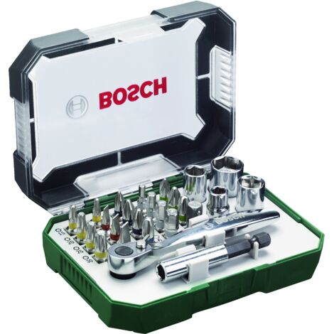 BOSCH 2607017322 Set 26 unidades atornillar incluye puntas vasos carraca