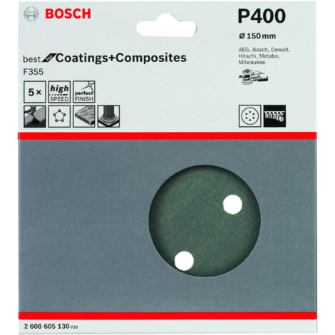 Hoja de lija F355 paquete de 5 uds. 150 mm 400 BOSCH 2608605130