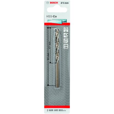 Broca para metal HSS-Co DIN 338 (6 x 57 x 93 mm) BOSCH 2608585855