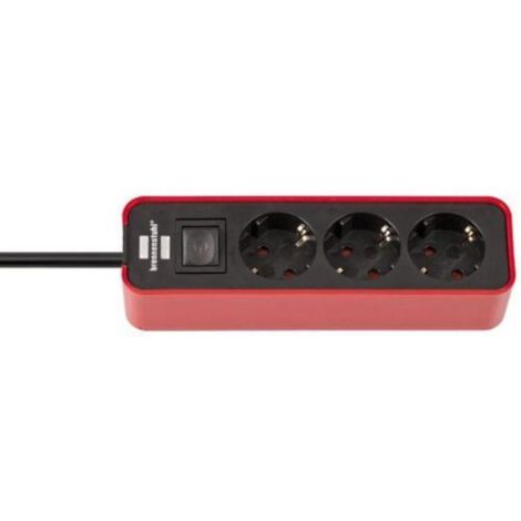 Base múltiple Ecolor roja y negra con diseño compacto (3 tomas)  BRENNENSTUHL 1153230070