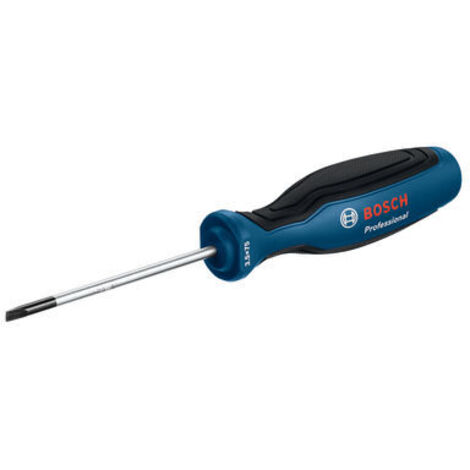 Bosch Professional 1600A01TF8 Destornillador plano, cromo vanadio, mango softgrip, Azul, SL3.5 x 75mm