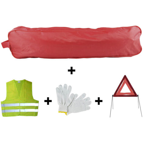 KIT EMERGENCIA BOLSA ROJA RIBETE+TRIANGULO+CHALECO+GUANTES  JBM53180