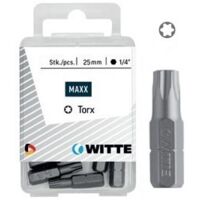 5 Puntas en cajita de plástico largo 25 mm (T15 STAINLESS) WITTE 427731