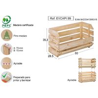 ASTIGARRAGA EVCAPI.99 Caja apilable resistente de madera maciza de pino 35,3x60x28,5cm