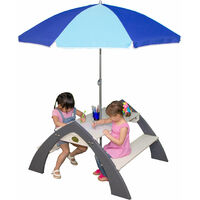AXI UFO Picknicktisch Rund für Kinder aus Holz Runder Kindertisch für den Garten in Regenbogen Farben mit 4 Sitzen 
