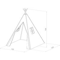 Tipi Zelt für Kinder Indianerzelt Kinder Baumwolle Kinderzimmer 120x120x160cm 