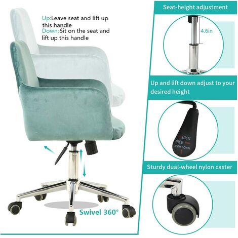 hauteur réglable HNNHOME® Chaise de bureau moderne pivotante en tissu rembourré pour maison bureau 