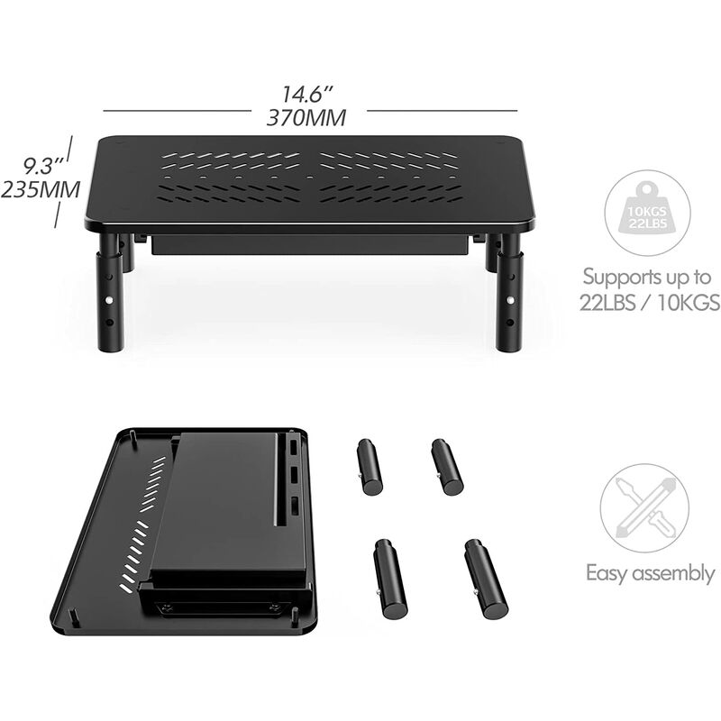 FITUEYES – Grand support pour moniteur – 2 Tiers 21.3 po, support pour  ordinateur portatif avec espace de rangement pour clavier, support pour  imprimante ACL à DEL, organisateur de bureau, chêne