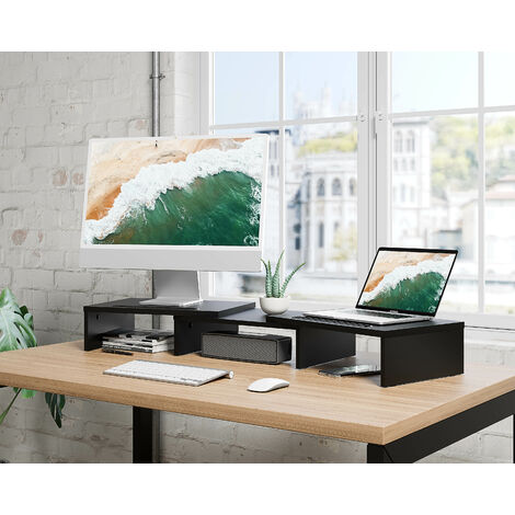 Support de moniteur écran ergonomique support pour écran d'ordinateur  universal, ordinateur portable ou écran tv réhausseur d'écran en bambou  avec longueur et a…