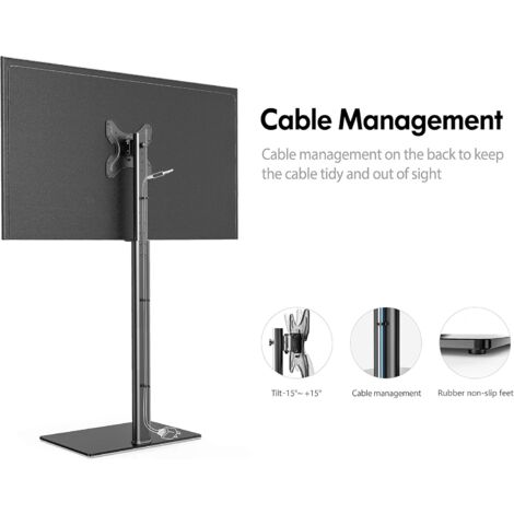 FITUEYES Support TV Pied pour Ecran de 19 à 42 Pouces Incurvés ou Plats Hauteur et Angle Réglable Charge Max.30KG VESA Max. 200x200mm Sans étagère