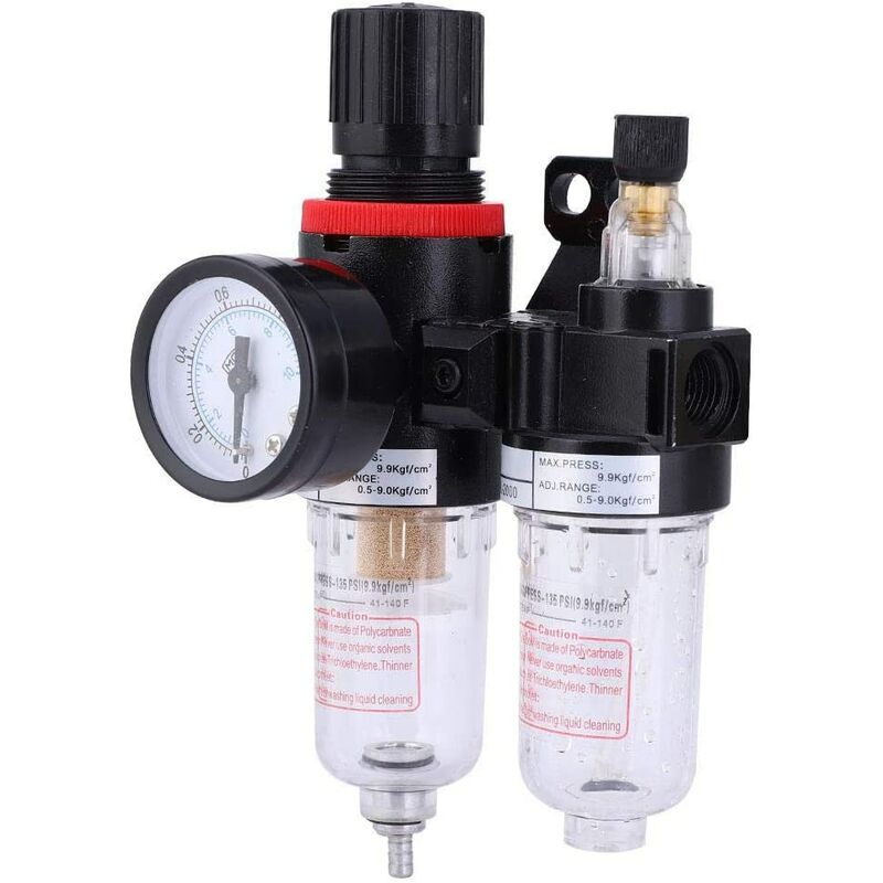 Regolatore Filtro Aria 1/4Regolatore Pressione Aria Compressore Acqua a Pressione umidità per compressore e Utensili Pneumatici 