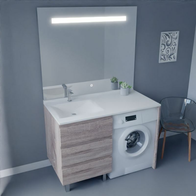 Ensemble IDEA meuble salle de bain spécial lave-linge 124 cm