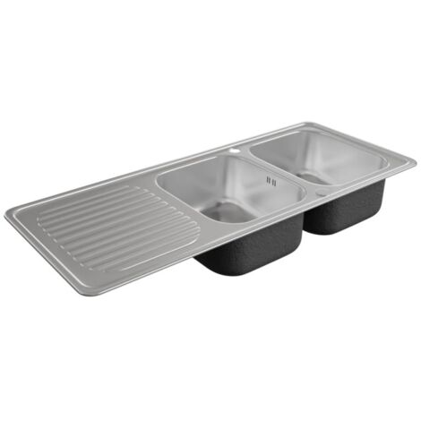 Evier en inox 2 bacs + égouttoir EVINOX 115 cm x 48 cm