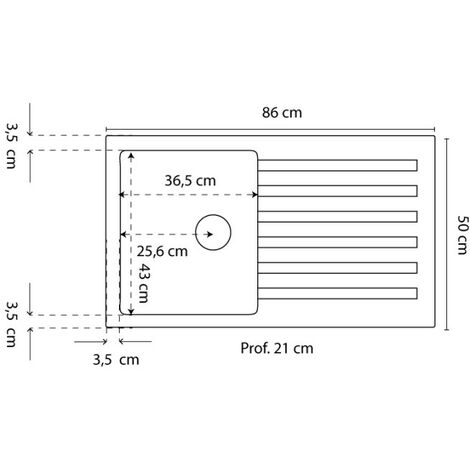 Évier RESIROC avec 1 bac + égouttoir 86cm - Noir
