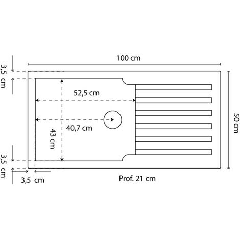 Évier RESIROC avec 1 bac + égouttoir 100cm - Noir