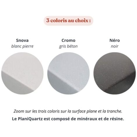 Plan de travail monobloc PlaniQuartz avec évier - 120 cm