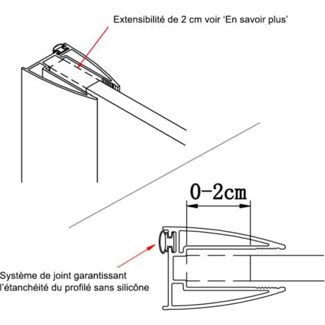 Paroi de douche italienne 100 cm Sturdy - Verre securit 10mm anticalcaire