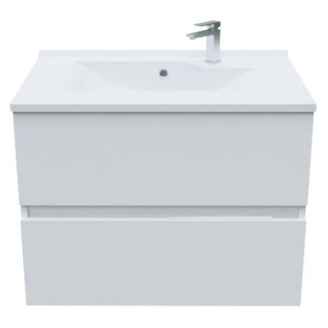 Meuble salle de bain suspendu ROSALY 70 cm - Blanc brillant