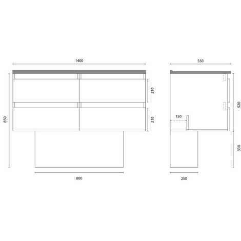Meuble double vasque ARLEQUIN 140 cm- Vasque Blanc- Traverses Blanc
