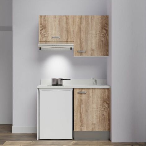 Kitchenette K01L - 120 cm - emplacements frigo top et hotte-Bois-Snova-évier à droite