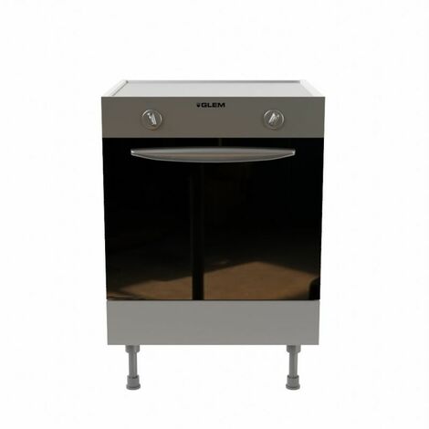 Cuisibane – Meuble bas four 60 cm gris clair – Dimensions : 60x70x60 cm – 4 pieds réglables – Caisson aspect tissé pour cuisine moderne