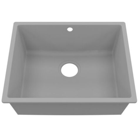 Kitchenette K08L-PT - 120 cm avec plan de travail et évier - emplacement frigo - Façade Gris - Plan Gris béton - Evier Inox - Crédences Non (1/5)