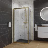 Paroi de douche d'angle porte pivotante + retour fixe GOLDY 90 cm x 90 cm