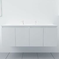 Meuble double vasque 140 cm PROLINE - Blanc brillant