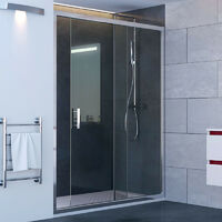 Cuisibane – Porte de douche coulissante 110 cm – Verre sécurit 6 mm anticalcaire – Système Stop Water pour étanchéité – Hauteur 190 cm