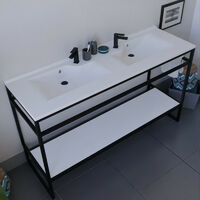 Meuble salle de bain STRUCTURA 140 cm avec plan double vasque- plan stratifié Blanc