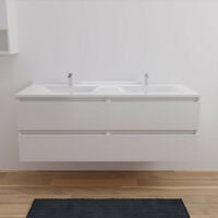 Meuble double vasque ARLEQUIN 140 cm - Coloris au choix | blanc - blanc - Blanc