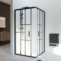 Paroi de douche d'angle effet verrière ATELIA 100 cm x 100 cm