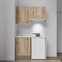 Kitchenette K01L - 120 cm - emplacements frigo top et hotte-Bois-Snova-évier à gauche