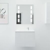 Meuble PROLINE 70 cm avec plan vasque et miroir Prestige- Blanc- Plan vasque en Résine