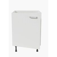 Cuisibane – Meuble sous évier 60 cm – Largeur 60 cm – Hauteur 70 cm – Caisson gris clair aspect tissé – 4 pieds réglables